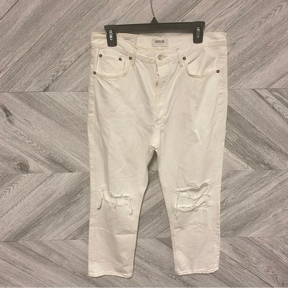 AGOLDE | Riley High Rise Straight Crop Jeans In Veil White NEW Size 31 - Picture 5 of 13